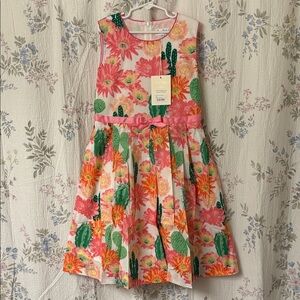 Rachel Riley Coral, Pink & Green Floral Cactus Party Dress